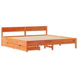 Berkfield Bed Frame Without Mattress Wax Brown 200X200 Cm Solid Wood Pine - thumbnail 3