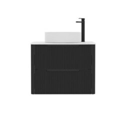 Royal Bathrooms Avenza 600mm Matt Obsidian Black Wall Hung Bathroom Countertop Vanity Unit 2 Drawer With Art Basin - thumbnail 6
