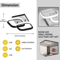 Black Modern Led Ceiling Light Chandelier Pendant Lamp Bedroom Living Room - thumbnail 2