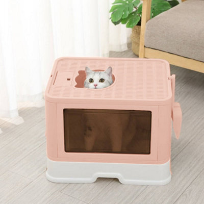 Darphe Enclosed Cat Litter Box With Pull-Out Drawer, Smoky Pink - image 1