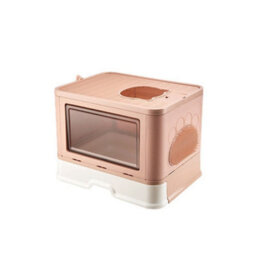Darphe Enclosed Cat Litter Box With Pull-Out Drawer, Smoky Pink - thumbnail 3
