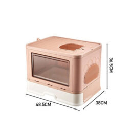 Darphe Enclosed Cat Litter Box With Pull-Out Drawer, Smoky Pink - thumbnail 5
