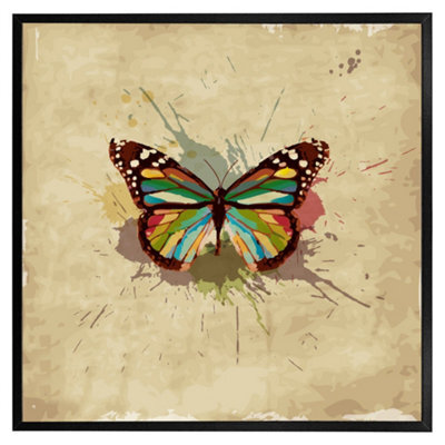 "Andrew Lee Butterfly & Paint Splats (Picutre Frame) / 12X12"" / Brown" - image 1