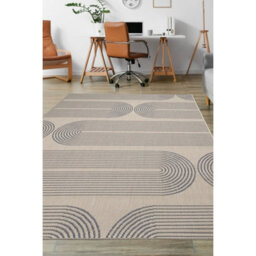 Melrose Eden Multi Patterned Arc Design Indoor Outdoor Navy 3mm Pile Height Medium Area Rug - 120/170Cm - thumbnail 4