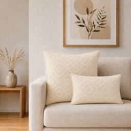 Neutral Geo Creme Classic Cushion Cover 30X50Cm Handmade Cotton Cover - thumbnail 2