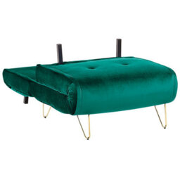 Wyld And Coco Velvet 1-Seater Armless Sofa Bed In Dark Green With Gold Legs - Compact Sleeper For Small Flats And Studios - thumbnail 5