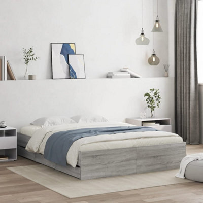 Berkfield Bed Frame With Drawers Without Mattress Grey Sonoma 140X200 Cm - image 1