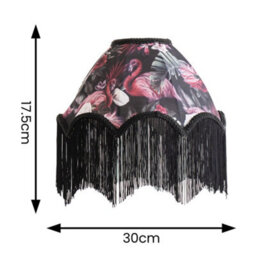 Valuelights Rosette Scalloped Flamingo Fabric Classic Lamp Shade With Black Tassels (D)30Cm - thumbnail 5