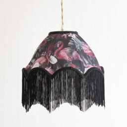Valuelights Rosette Scalloped Flamingo Fabric Classic Lamp Shade With Black Tassels (D)30Cm - thumbnail 2