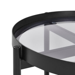 Wyld And Coco Viennese Braid Side Table Black 50Cm Round Tempered Glass Top - thumbnail 3