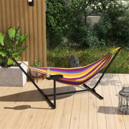 Hammock Stand With Side Tray, Steel Frame Hammock Stand, Black - thumbnail 4