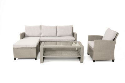 Mint Essentials Stockholm Outdoor Chaise Lounge Set With Armchair- Rattan Garden Removable Cushions - image 1