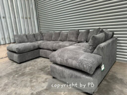 London Cinema U Shape Sofa , Corner Sofa And Big Footstool,cream Jumbo Cord Fabric ,fluffy Fibre Seats - thumbnail 3