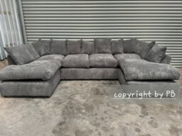 London Cinema U Shape Sofa , Corner Sofa And Big Footstool,cream Jumbo Cord Fabric ,fluffy Fibre Seats - thumbnail 4