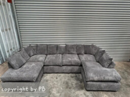 London Cinema U Shape Sofa , Corner Sofa And Big Footstool,cream Jumbo Cord Fabric ,fluffy Fibre Seats - thumbnail 5