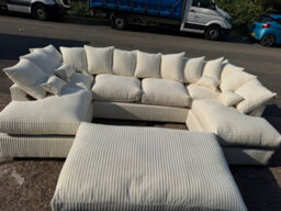 London Cinema U Shape Sofa , Corner Sofa And Big Footstool,cream Jumbo Cord Fabric ,fluffy Fibre Seats - thumbnail 6