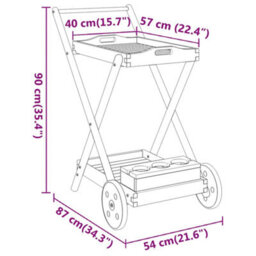 Vidaxl Tea Trolley 54X87X90 Cm Solid Wood Acacia - thumbnail 8