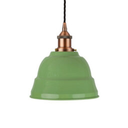 Mint Green Lincoln Painted Dome Pendant Light With Matt Antique Copper Lamp Holder And Black Twisted Cable - Se Home - thumbnail 1