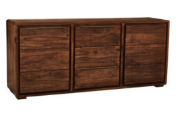 Orsina Two Door Three Drawer Sheesham And Acacia Sideboard, Solid Natural Wood Buffet Cabinet - thumbnail 4