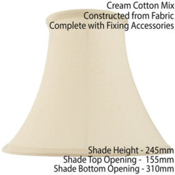 "12"" Round Bell Handmade Lamp Shade Cream Fabric Classic Table Light Bulb Cover" - thumbnail 2
