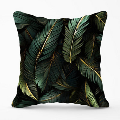 Warren Reed Designer Green And Gold Leaves Cushions 60Cm X 60Cm - image 1