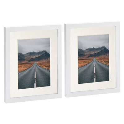 "Nicola Spring Photo Frames With 5"" X 7"" Mount - 8"" X 10"" - White/ivory - Pack Of 2" - image 1
