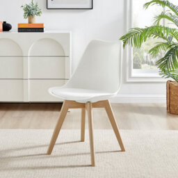 Furniturebox Seattle Scandi Inspired Glass And Black Leg Square Dining Table & 4 White Cushioned Stockholm Beech Wood Leg Chairs - thumbnail 6