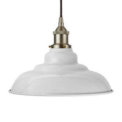 Pale Grey St Edmund's Painted Dome Pendant Light With Brushed Chrome Lamp Holder And Black Round Cable - Se Home - image 1
