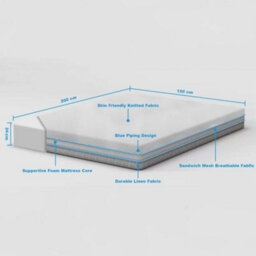 Sliding Wardrobes 4 u LTD Hard Foam Mattress, Firm & Supportive, 30D Pressure Relieving Core, Easy Setup Box Pack - 5Ft King (L150Cm X W200Cm X H24Cm) - thumbnail 1