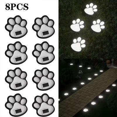 Smart Solar Clear Paw Print Solar-Powered 1Lm Integrated Led Outdoor Stake Light, Pack Of 8 - image 1