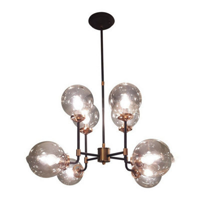 Buttercup Farm Mercer Bubble Chandelier - E14 25W - Iron/glass - L75 X W75 X H100 Cm - Black/brass/clear - image 1