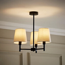 Valuelights Kincaid 3 Arm Matte Black Chandelier Ceiling Light With Tapered Shades - thumbnail 1