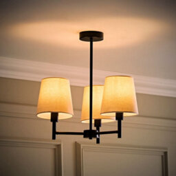 Valuelights Kincaid 3 Arm Matte Black Chandelier Ceiling Light With Tapered Shades - thumbnail 5
