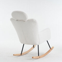 Abrihome Soft Teddy Fabric Tufted Upholstered Rocking Chair Padded Seat With Headrest For Living Room Bedroom,ivory White - thumbnail 5