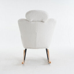 Abrihome Soft Teddy Fabric Tufted Upholstered Rocking Chair Padded Seat With Headrest For Living Room Bedroom,ivory White - thumbnail 4