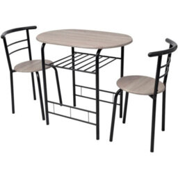 Vidaxl Breakfast Bar Set Mdf Black - thumbnail 2