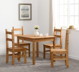 Seconique Corona Dining Set With 4 Chairs Distressed Waxed Pine - thumbnail 5