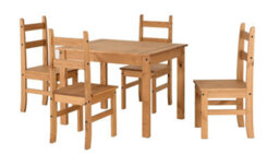 Seconique Corona Dining Set With 4 Chairs Distressed Waxed Pine - thumbnail 1
