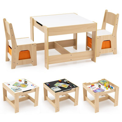 Gainoom Kids Table And Chairs Set Wooden Activity Table Toddler Desk And Chair Set - image 1