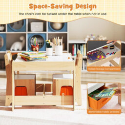 Gainoom Kids Table And Chairs Set Wooden Activity Table Toddler Desk And Chair Set - thumbnail 8