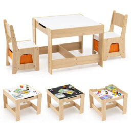 Gainoom Kids Table And Chairs Set Wooden Activity Table Toddler Desk And Chair Set - thumbnail 1