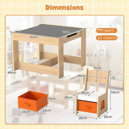 Gainoom Kids Table And Chairs Set Wooden Activity Table Toddler Desk And Chair Set - thumbnail 2