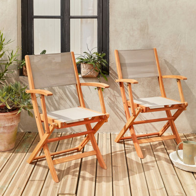 Sweeek - Pair Of Foldable Wooden Garden Chairs Almeria Taupe Grey 54X58.7X89 Cm - image 1