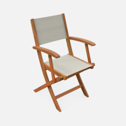Sweeek - Pair Of Foldable Wooden Garden Chairs Almeria Taupe Grey 54X58.7X89 Cm - thumbnail 3