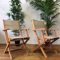 Sweeek - Pair Of Foldable Wooden Garden Chairs Almeria Taupe Grey 54X58.7X89 Cm - thumbnail 8