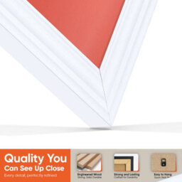 "AK Frames 25X17"" White Swept Vinyl Record Frame With Poppy Red Mount For 12 Inch Lp Cover & Disc - Overlapped Design" - thumbnail 3