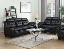 SquareBoxx Aura 3+2 Modern Leather Sofa Set - Black