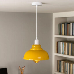 Ledsone Industrial Vintage Ceiling Hanging E27 Lamp Holder 29Cm Metal Pendant Curvy Lampshades Lights Fixtures - Yellow - thumbnail 2