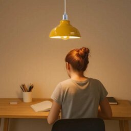 Ledsone Industrial Vintage Ceiling Hanging E27 Lamp Holder 29Cm Metal Pendant Curvy Lampshades Lights Fixtures - Yellow - thumbnail 3