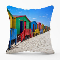 Warren Reed Designer Beach Huts At Muizenberg Beach Cushions 45Cm X 45Cm - thumbnail 1